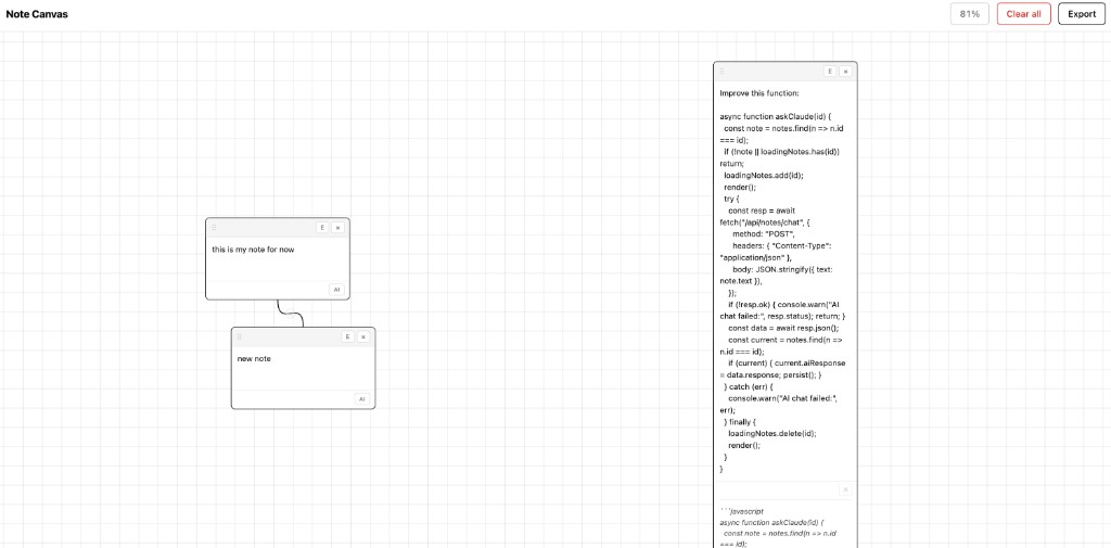 Task Hub prototype canvas view